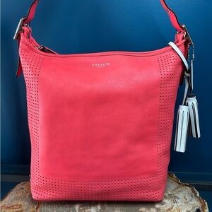 Coach Legacy Perforated Watermelon Pink Leather Duffel 22762